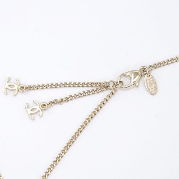CHANEL CC Logos Gripoix Stones Charm Necklace 23" Gold Tone A12A Auth w/Box - Picture 3 of 7